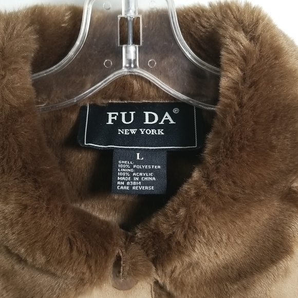 Vintage FU DA New York Womens Jacket Sherpa Lined Faux Suede 90's - Picture 5 of 6
